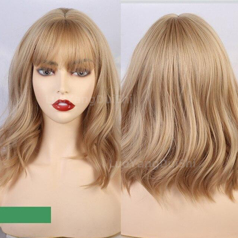 New Natural Wave Wig, Short Curly Hair, Purple Wig Set, Curly Hair With Bangs - Image 3