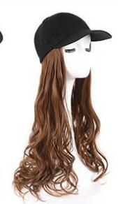 Hat Wig Ladies Long Hair One Big Wave Curly Hair Headgear Fashion Hat With Wig Net Red - Image 3