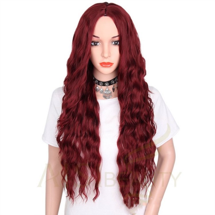 Wig Wine Red Corn Whisker Wig Black Small Curls - Image 2