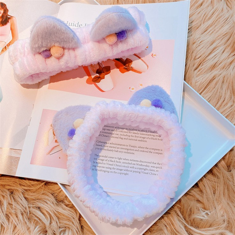 Three-dimensional Plush Cat Ears Headband Ladies Face Wash Makeup Hair Band - Image 3