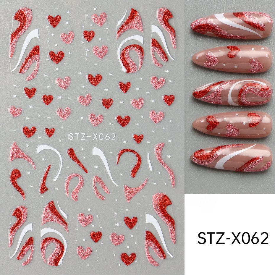 Nail Art Stickers Valentines Day Black-and-white Heart French-style With Irregular Line Designs - Image 4