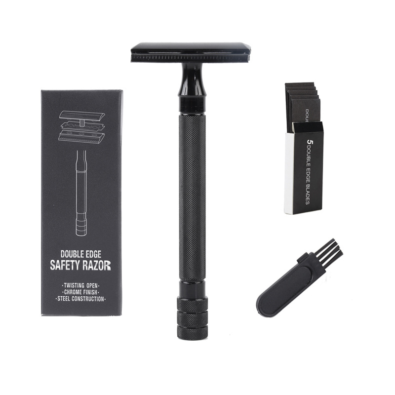 Vintage Manual Safety Metal Shaver with Brush - Image 4