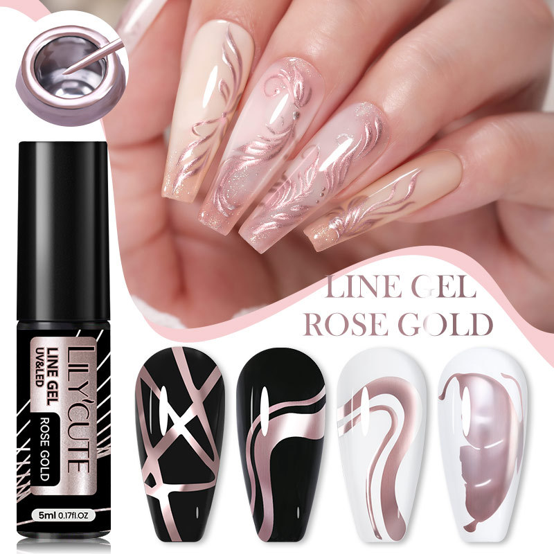 Metal Painted Cable Gel Nail Polish Nail Art Cable Adhesive Hoy Side Silver Phototherapy Metalic Glue - Image 3