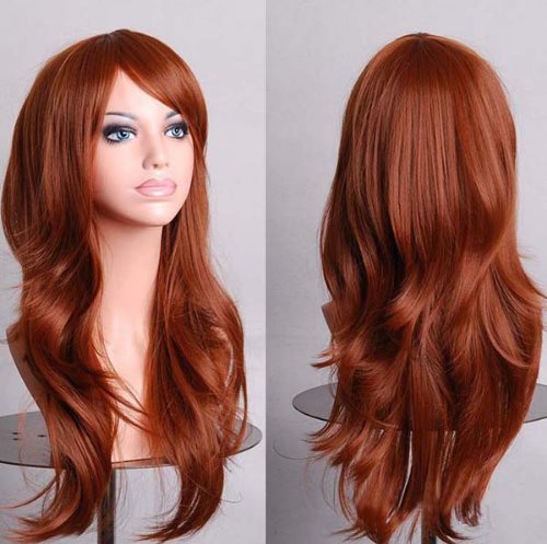 AliExpress best selling cos long scroll anime cosplay color Europe and America wig foreign trade gold models factory direct - Image 3