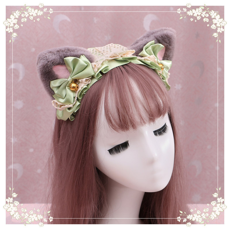 A lovely japanese Lolita hairdress, Catwoman Plush Lolita headdress, lace cat ear hair band - Image 32