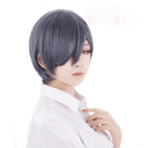 Wig Men's Purple Gray Mixed Color Short Hair
