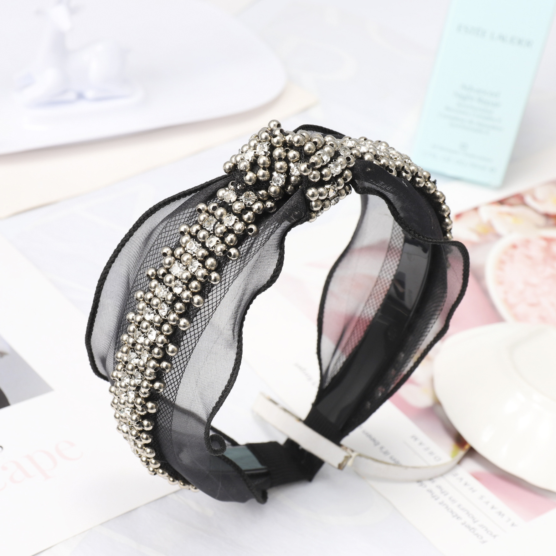 Crystal pearl lace Headband - Image 5