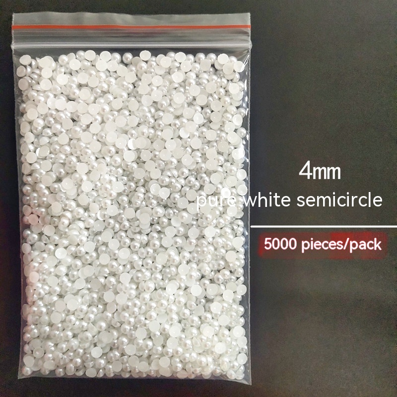 Manicure Flat Semicircle Pure White Rice White Pearl - Image 10