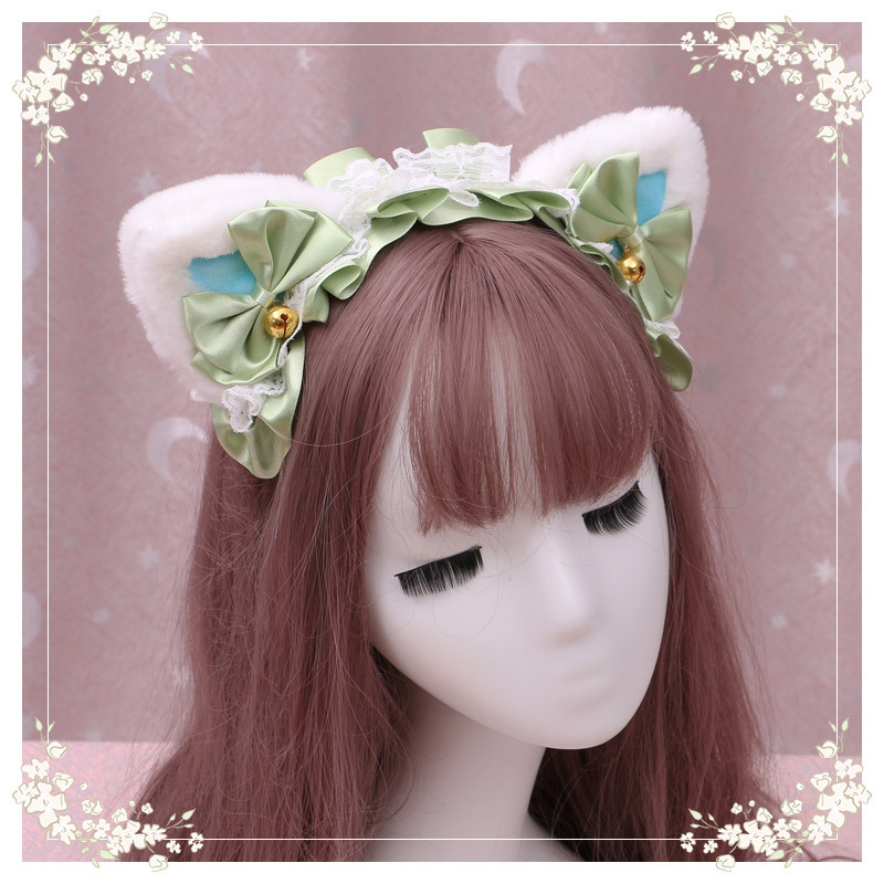 A lovely japanese Lolita hairdress, Catwoman Plush Lolita headdress, lace cat ear hair band - Image 26