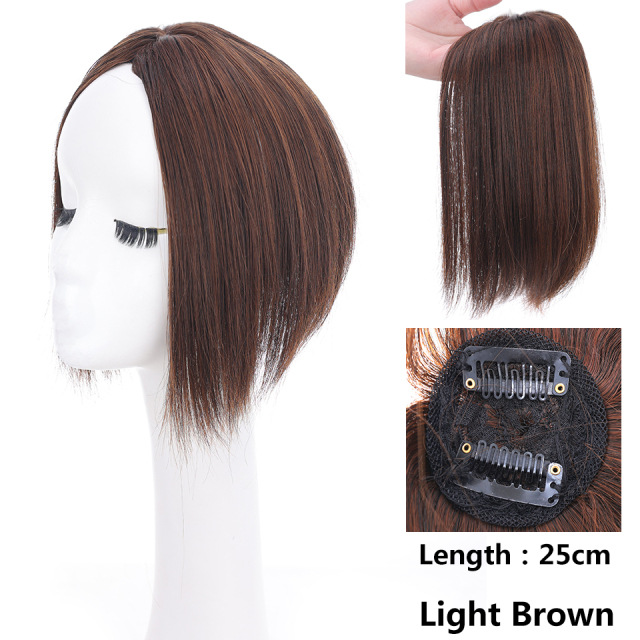 Women's Head Hair Replacement Center-parted Wig Air Side Bangs Two-card Straight Hair - Image 5