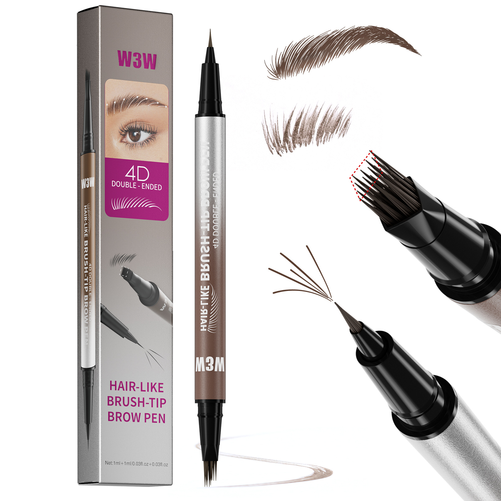 Waterproof Sweat-proof Smudge-proof Double-ended Eyebrow Pencil - Image 2