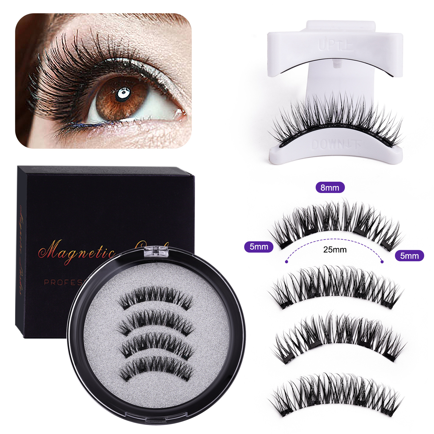 Magnetic Eyelash Integrated Strong Magnetic Glue-free Black Stem