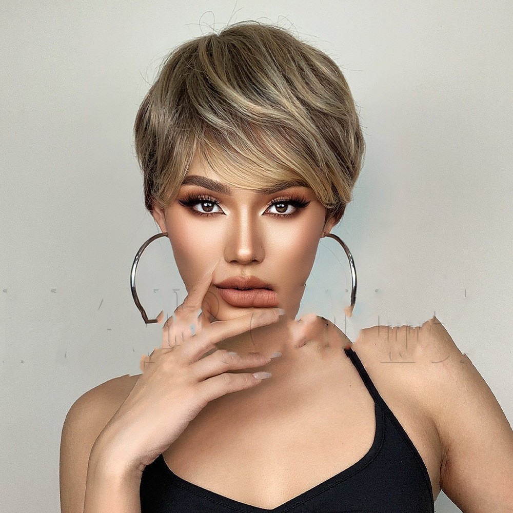 Reversed Style With Six Colors And Short Straight Hair Wig - Image 5