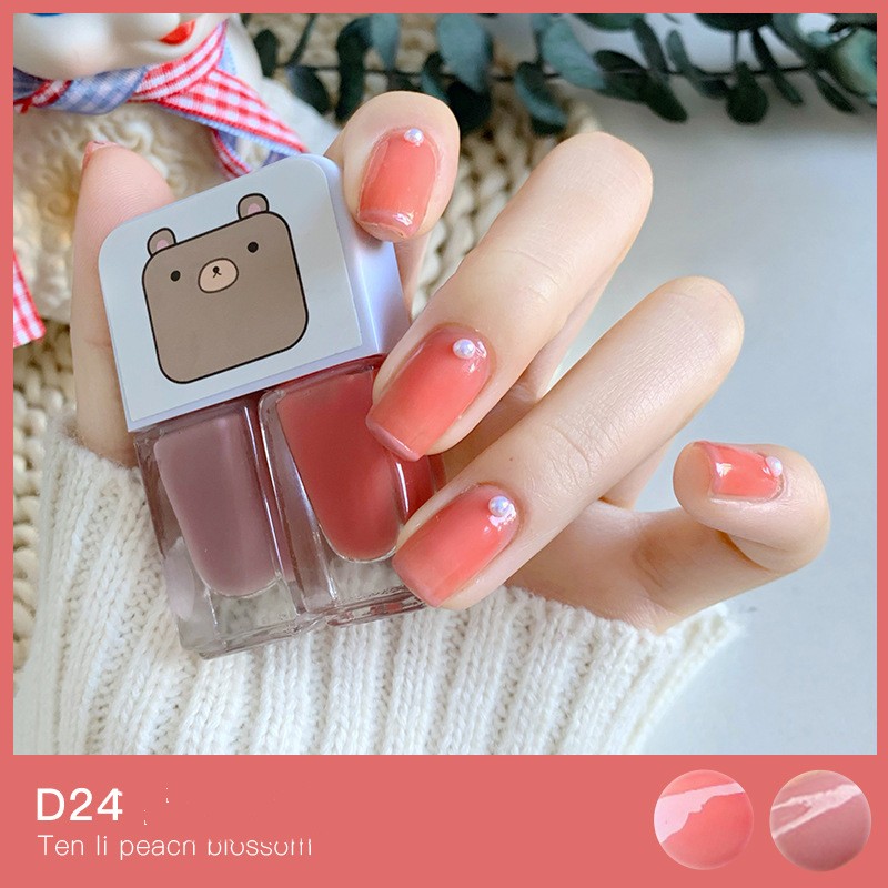 Gemini Nail Polish Water-based Bright Face Peeling And Tearing Two-bottle Set Twin Combo - Image 5