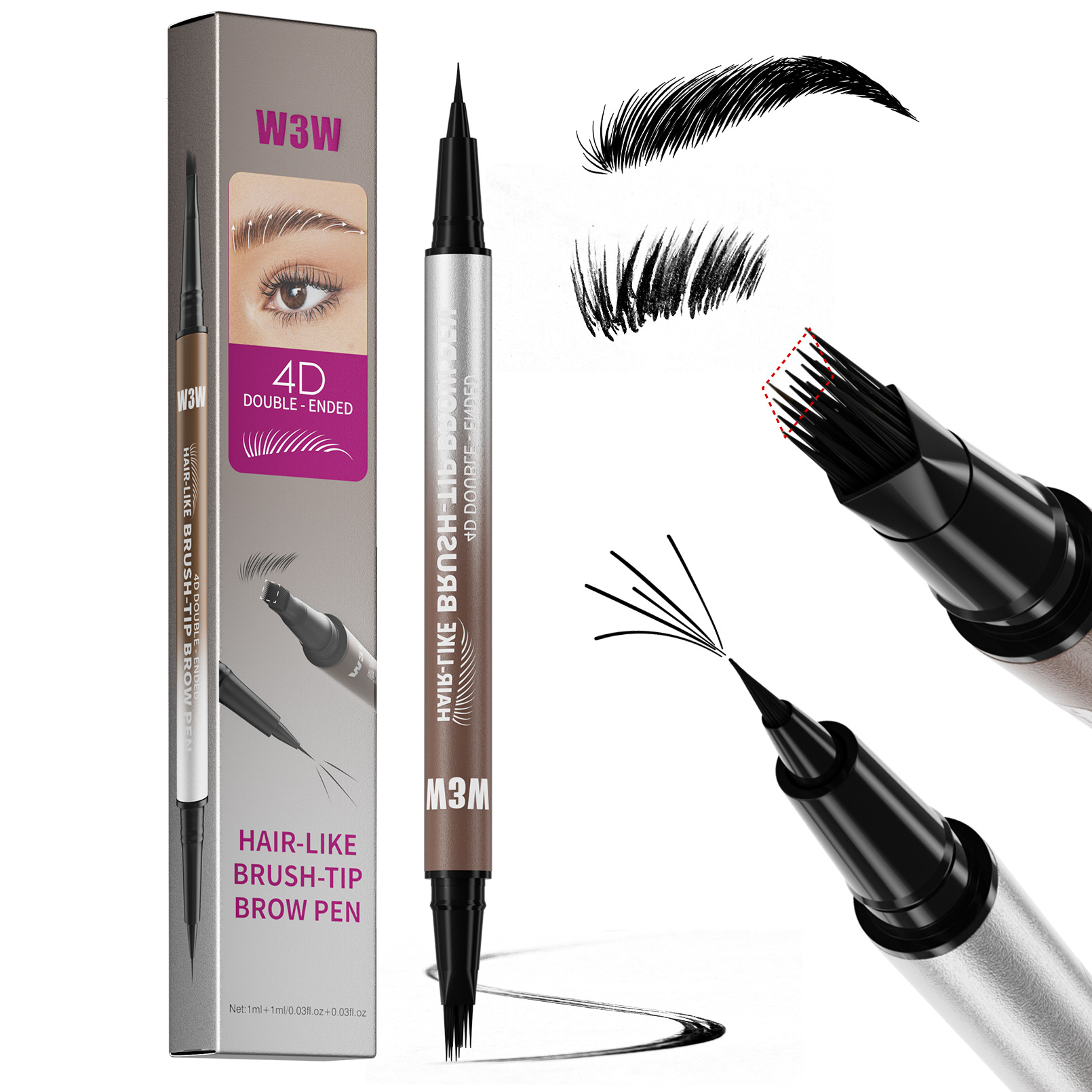 Waterproof Sweat-proof Smudge-proof Double-ended Eyebrow Pencil - Image 5