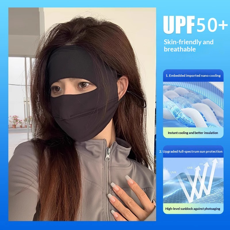 Womens Full-Face Sun-Protective Mask Cooling Ice-Silk Driving Face Cover