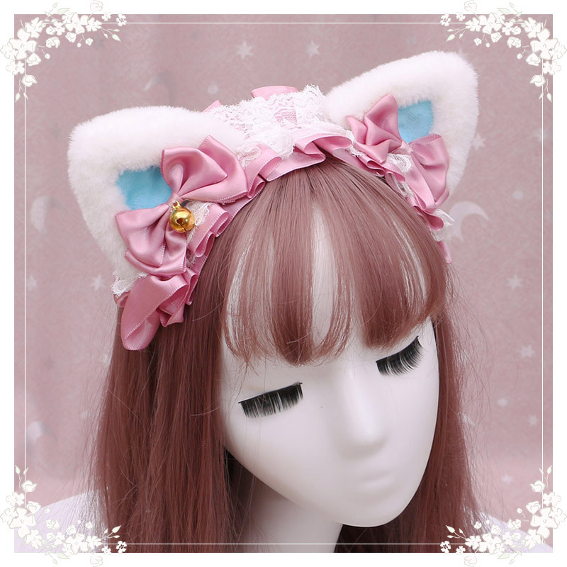 A lovely japanese Lolita hairdress, Catwoman Plush Lolita headdress, lace cat ear hair band - Image 15