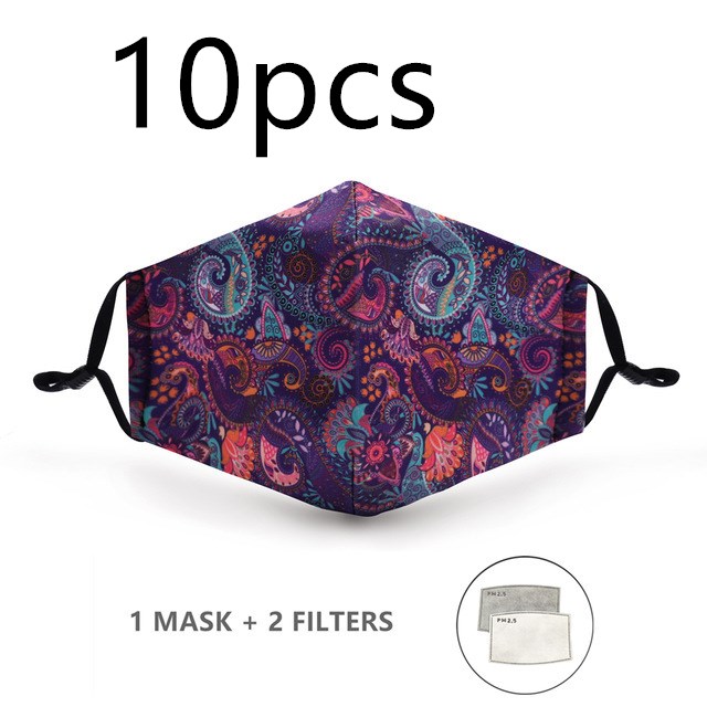 Three-layer printed adjustable ear-hook cotton mask - Image 2