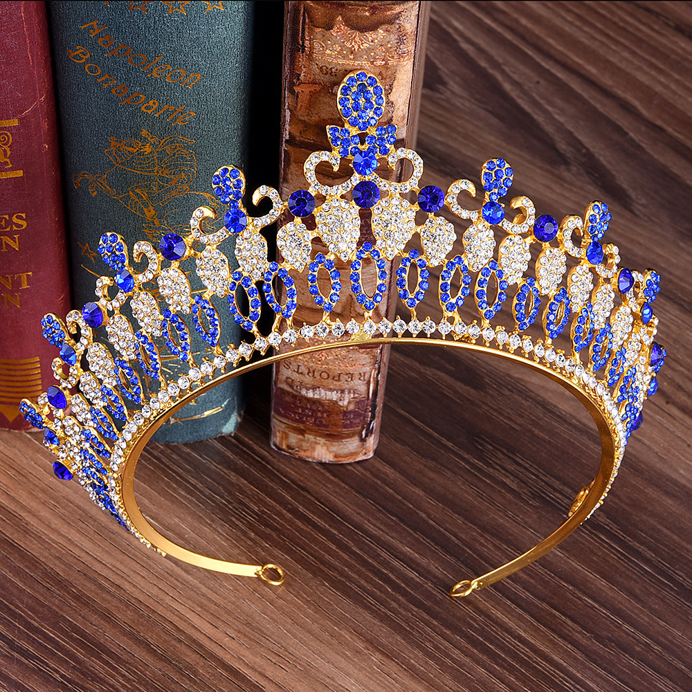 European And American Bridal Rhinestone Hair Accessories Baroque Princess Multi-Color Crown - Image 2