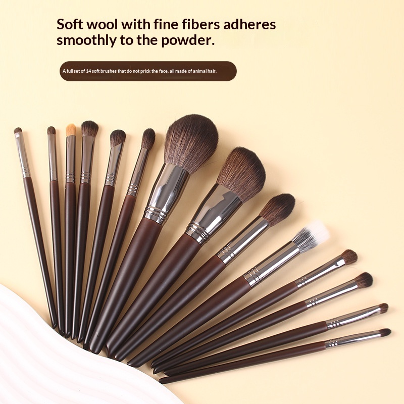 14-piece Animal Hair Makeup Brush Set