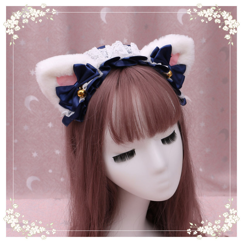 A lovely japanese Lolita hairdress, Catwoman Plush Lolita headdress, lace cat ear hair band - Image 34