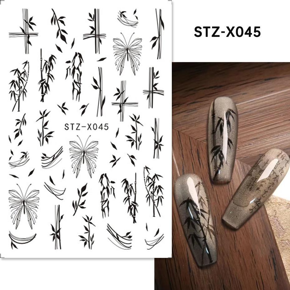 Nail Art Stickers Valentines Day Black-and-white Heart French-style With Irregular Line Designs - Image 20