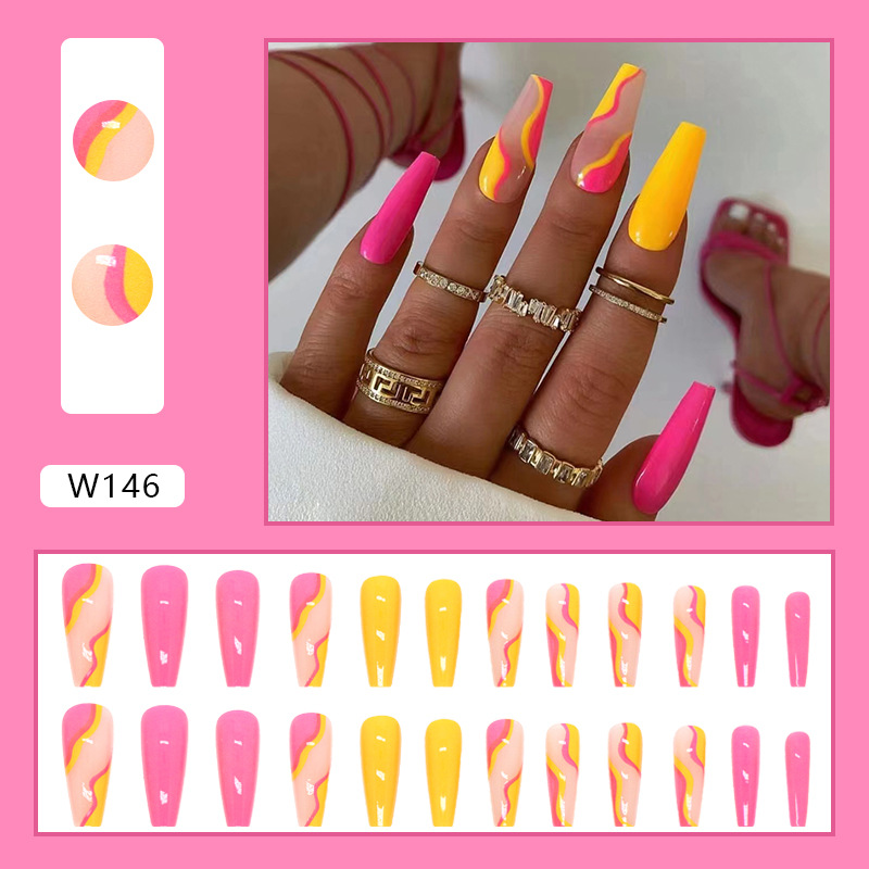 Nail Tip Yellow Rose Red 24 Pieces Boxed