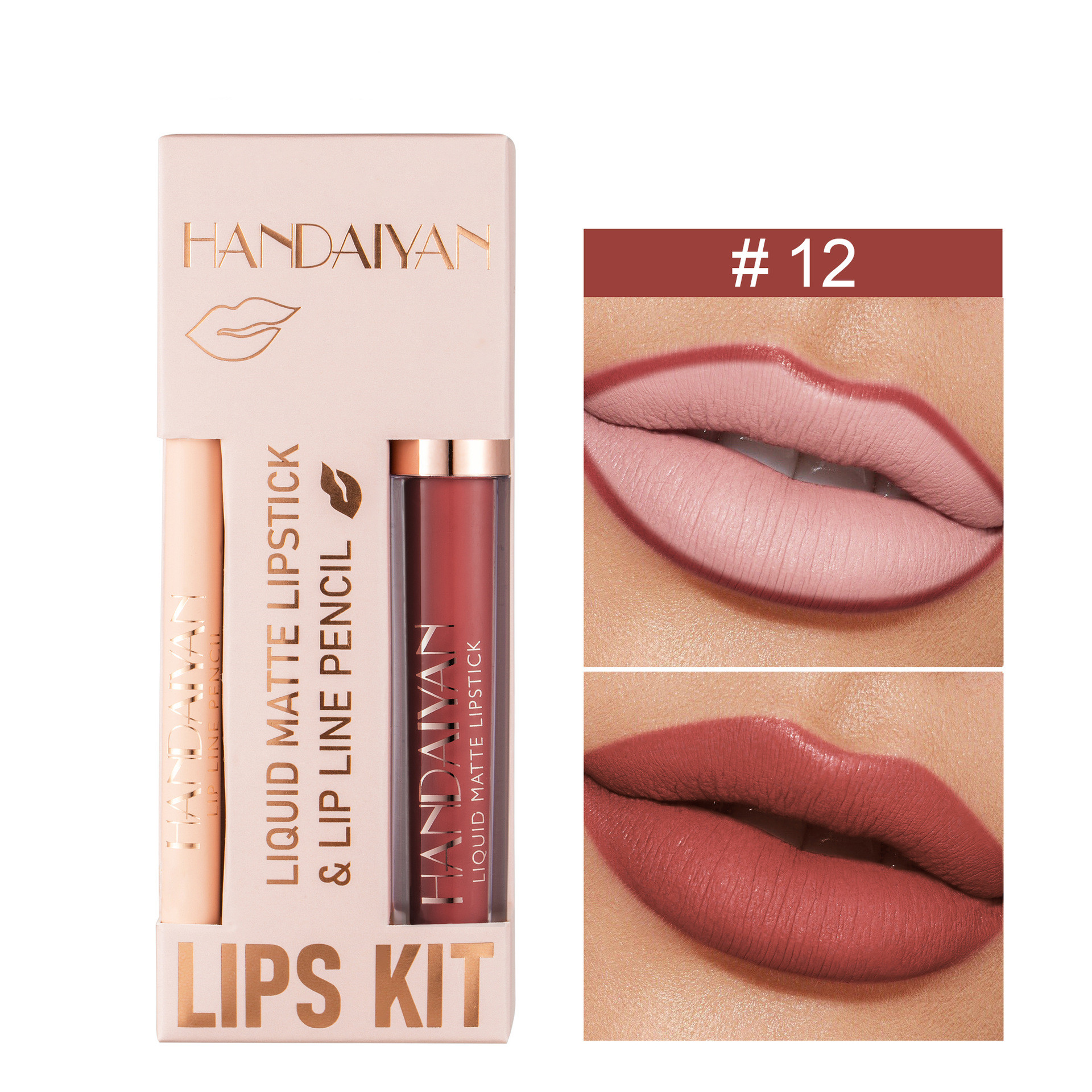 Liner Lip Glaze Set Waterproof No Stain On Cup Velvet Matte Lipstick - Image 12