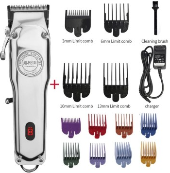 Retro Full Metal Body Electric Hair Clipper, Hair Salon Men'S Special Engraving Push White Shaved Hair Clipper - Image 2