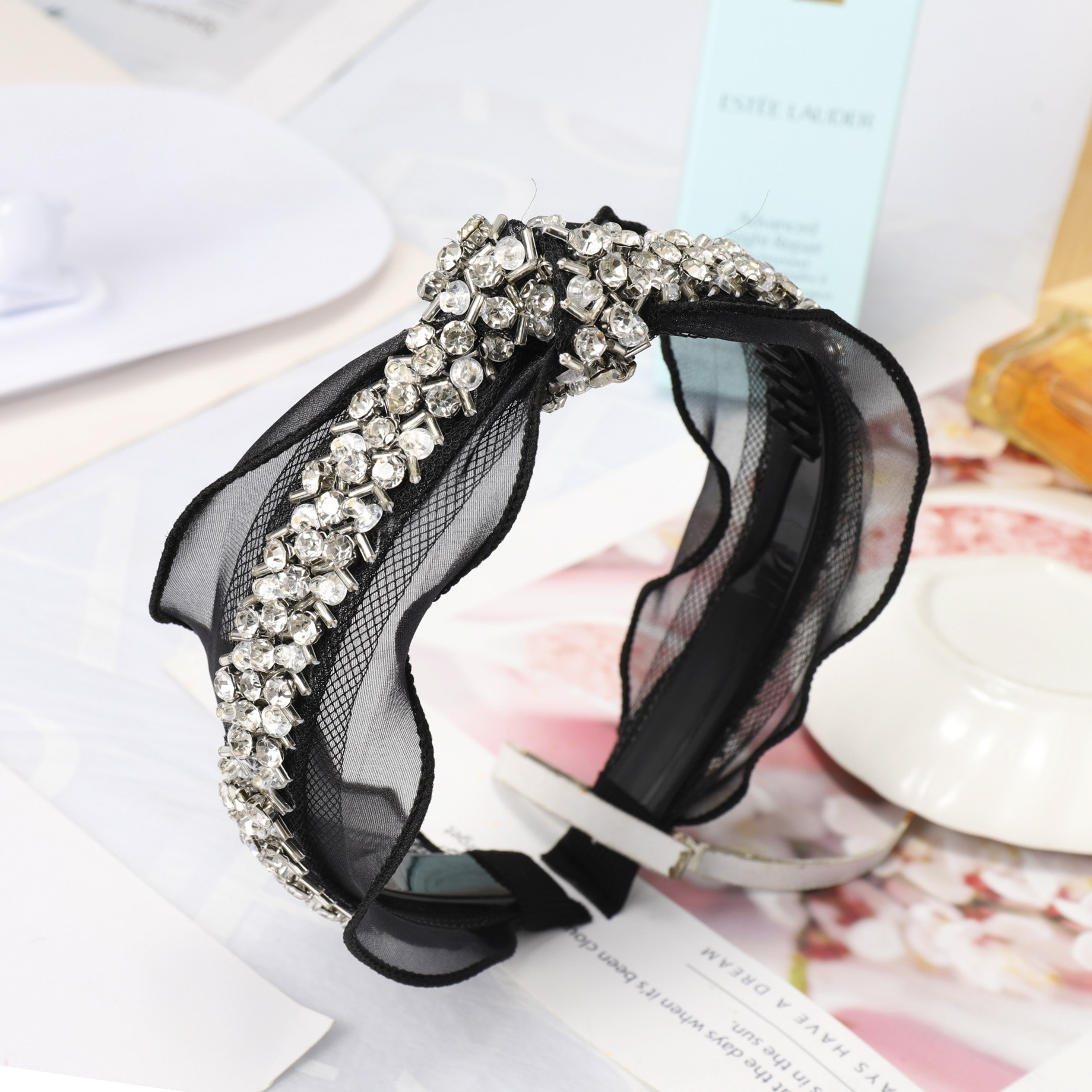 Crystal pearl lace Headband - Image 3