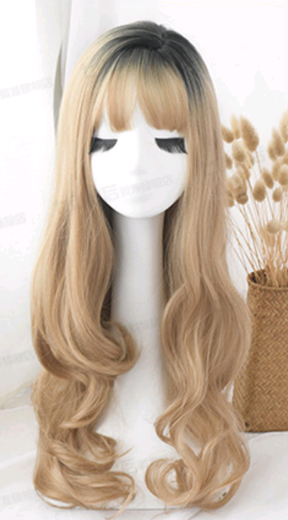 Fashion big wavy long curly pear flower air bangs chemical fiber wig headgear - Image 3