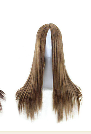 Full Headgear Style Split Black Long Straight Fashion Wig - Image 4