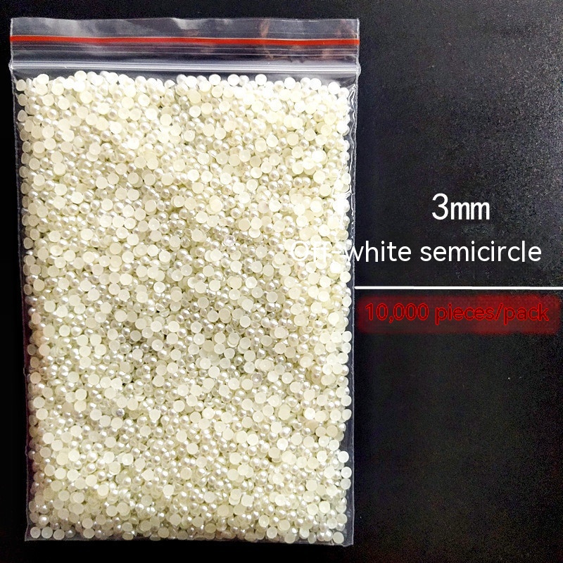 Manicure Flat Semicircle Pure White Rice White Pearl - Image 3
