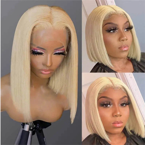 613 Blonde Bob Wig Short Straight Human Hair Wigs For Women - Image 9