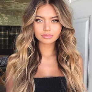 Chemical Fiber Gradient Golden Long Curly Hair
