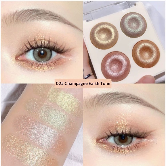 Four-color Baked Highlighter Palette With Shimmering Eyeshadow - Image 2