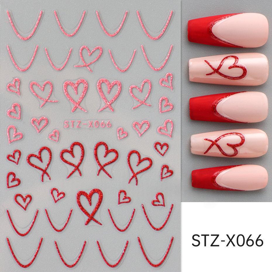 Nail Art Stickers Valentines Day Black-and-white Heart French-style With Irregular Line Designs - Image 2