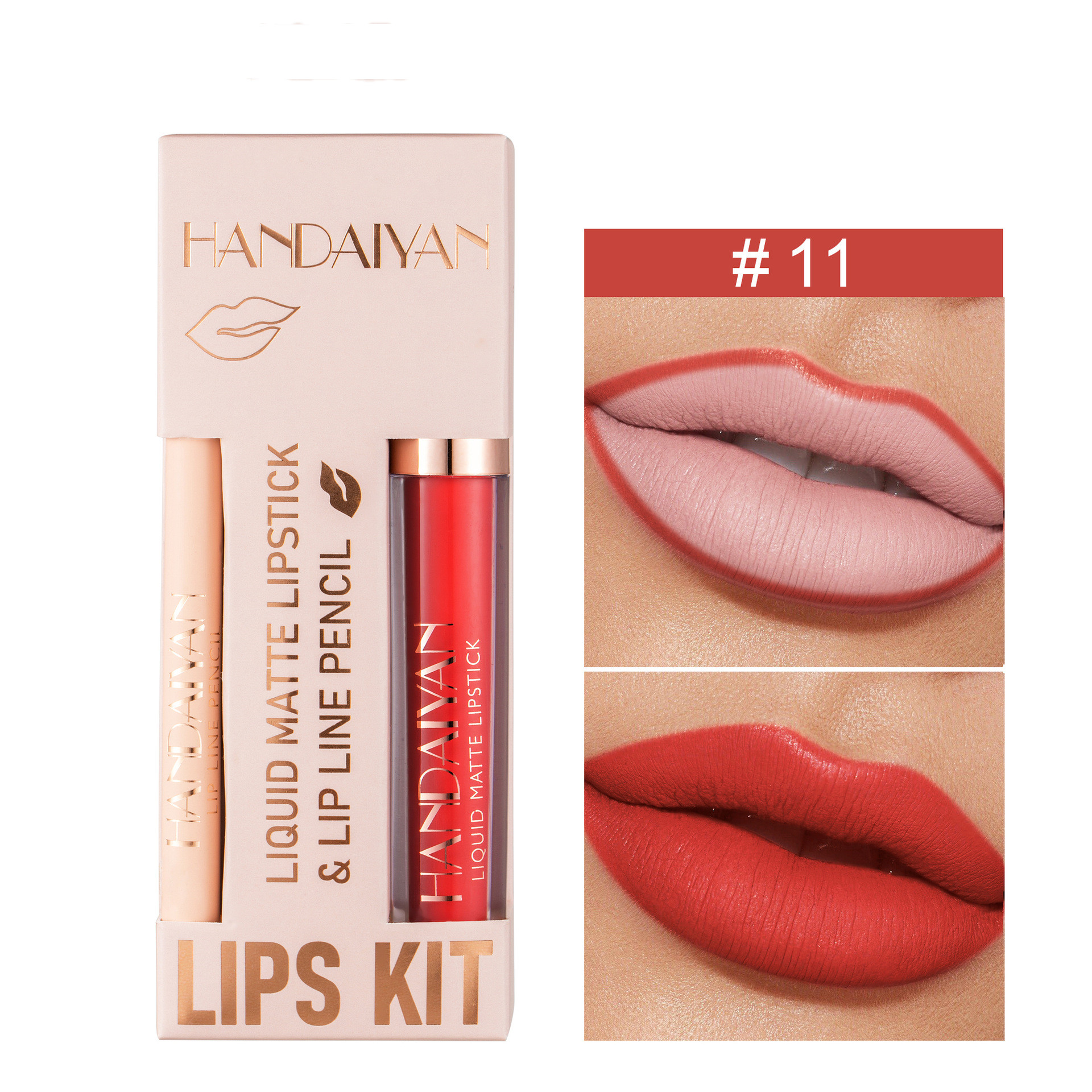 Liner Lip Glaze Set Waterproof No Stain On Cup Velvet Matte Lipstick - Image 11
