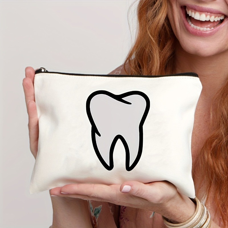 Tooth-patterned Canvas Zip Pouch For Kids Travel - Image 16