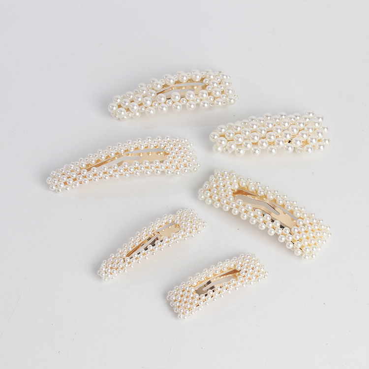 Korea Japanese pearl side clip girl sweet bb clip water drop net red bangs clip ins wind alloy hairpin - Image 5