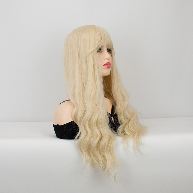 Qi Bangs Purple Silk Gradual Change Chemical Fiber Wig - Image 2