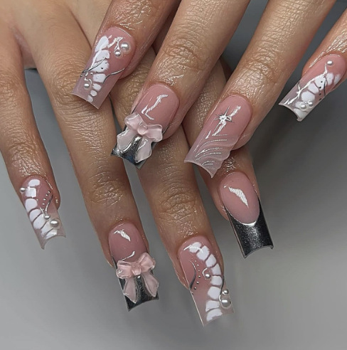 Wear Nail Tip High-grade Purple French Butterfly Black Edge Nail Sticker Nail Stickers - Image 5