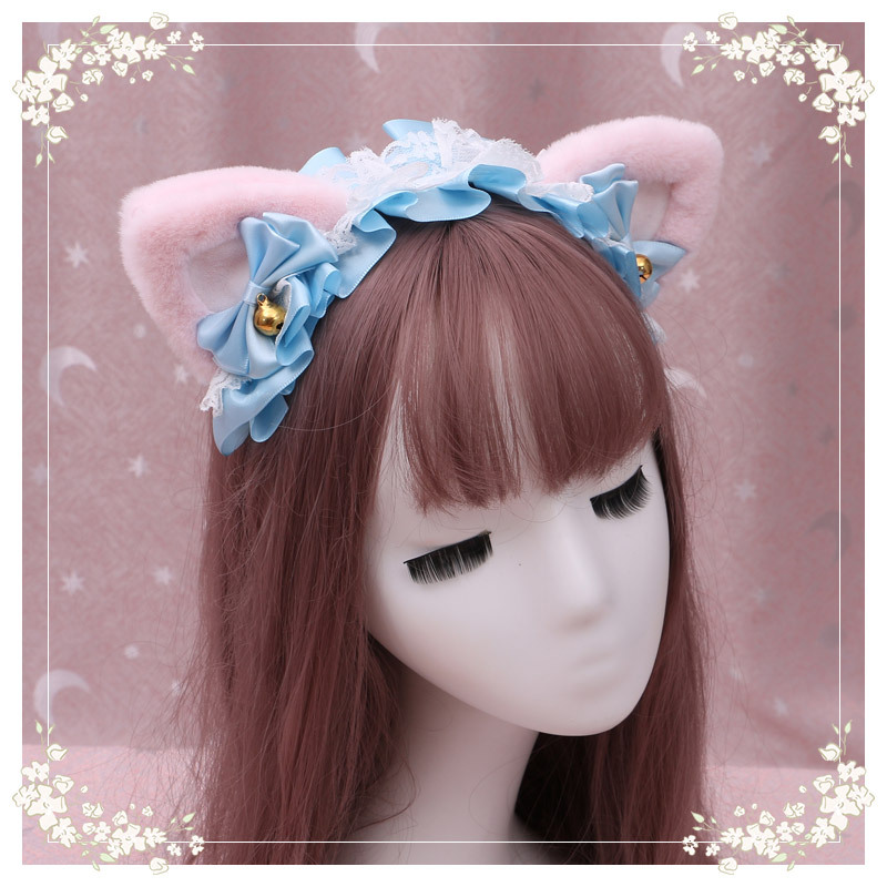 A lovely japanese Lolita hairdress, Catwoman Plush Lolita headdress, lace cat ear hair band - Image 22