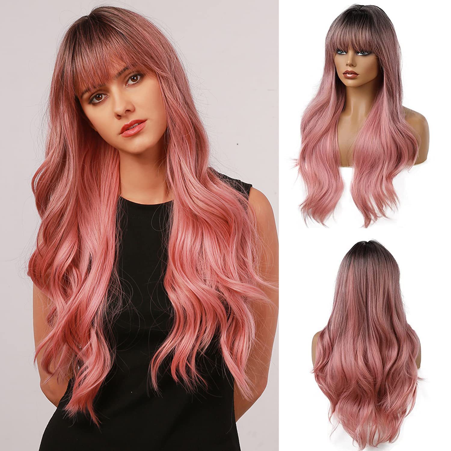 Women's Brown Bangs Long Curly Hair - Image 5