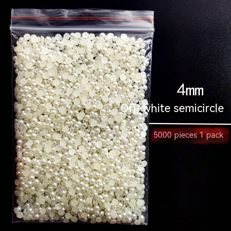 Manicure Flat Semicircle Pure White Rice White Pearl - Image 4