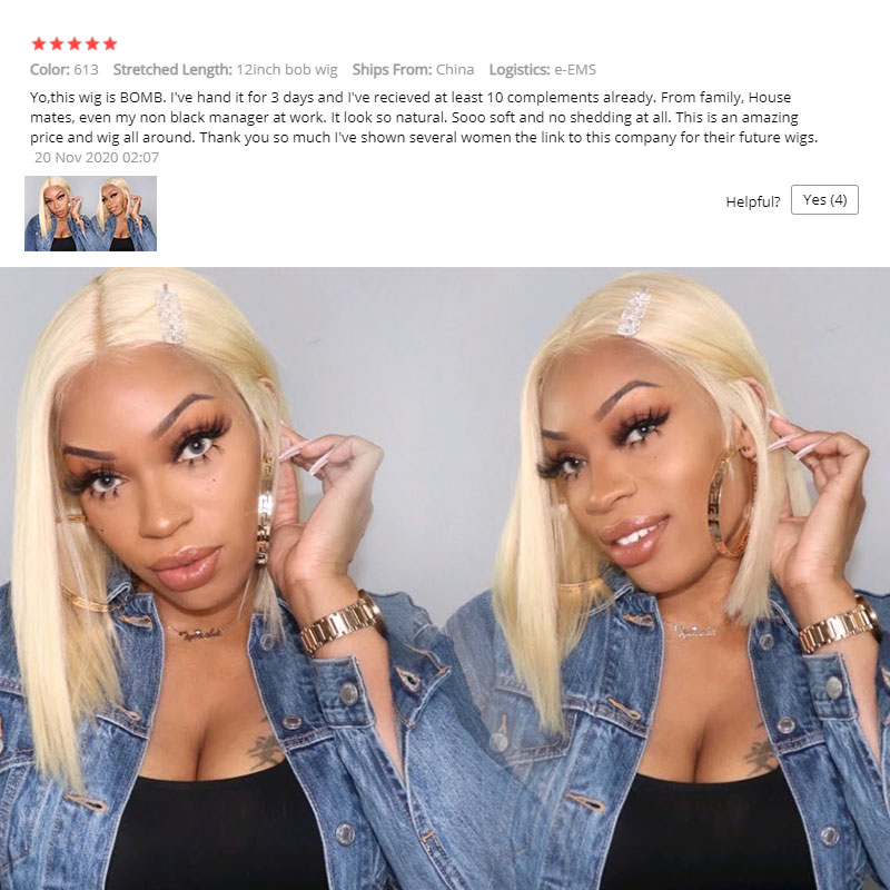 613 Blonde Bob Wig Short Straight Human Hair Wigs For Women - Image 6