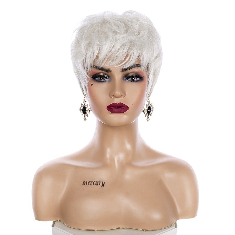 Chemical Fiber High Temperature Silk Pure White Grandma Wig