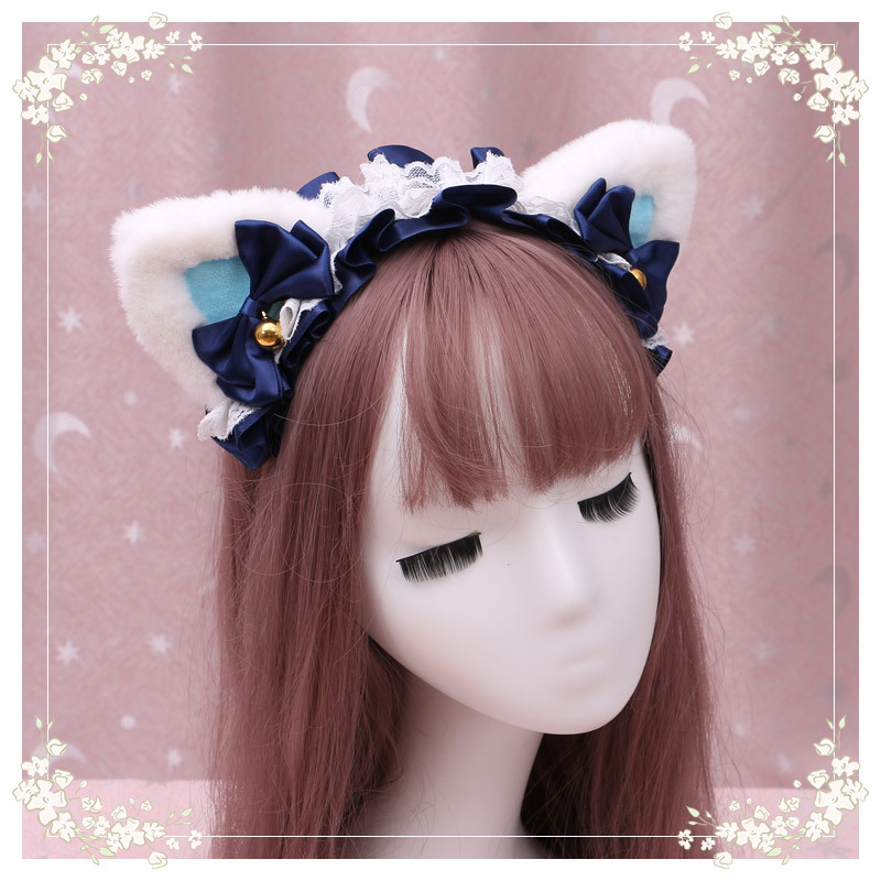 A lovely japanese Lolita hairdress, Catwoman Plush Lolita headdress, lace cat ear hair band - Image 23