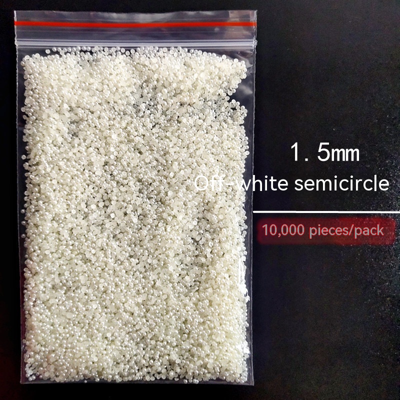 Manicure Flat Semicircle Pure White Rice White Pearl - Image 12
