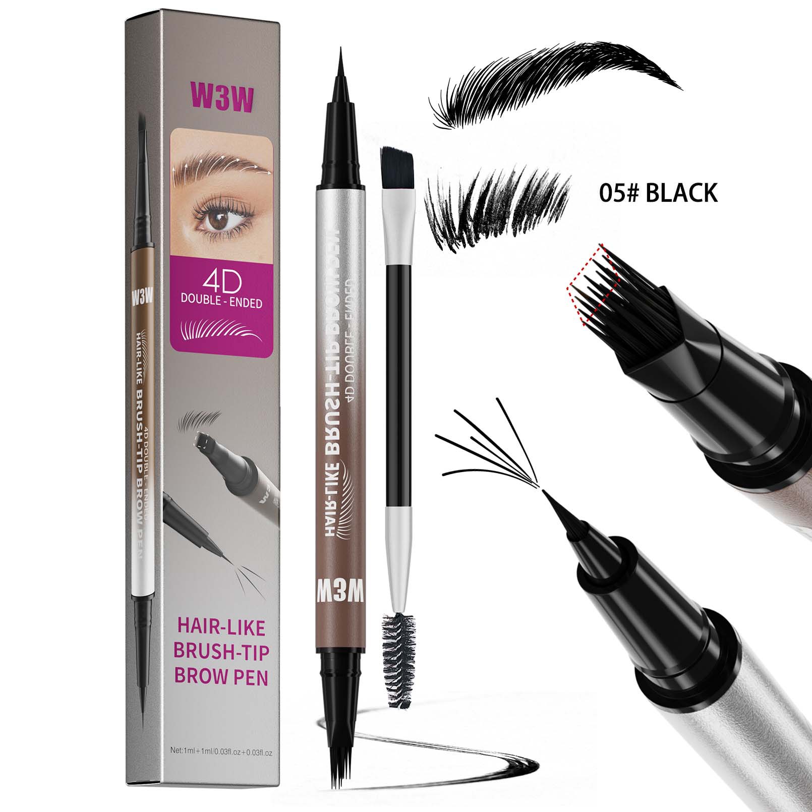 Sweat-proof Multi-pronged Eyebrow Brush Liquid Brow Pencil - Image 5